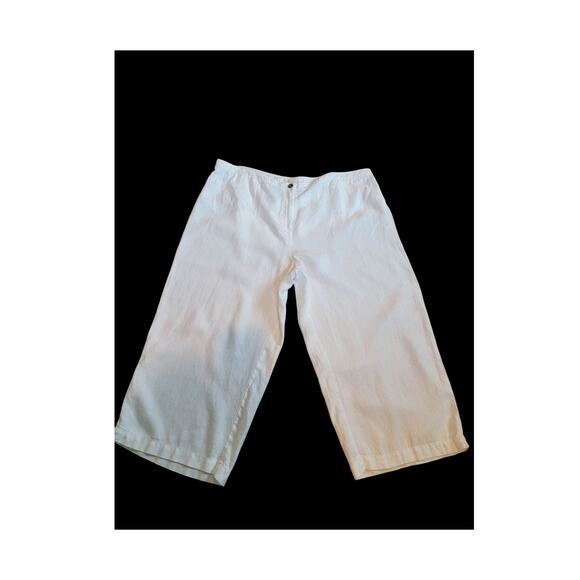 Eileen Fisher Organic Linen Capri Pants 2XL Wide Leg Cottage Core White READ - Picture 1 of 14